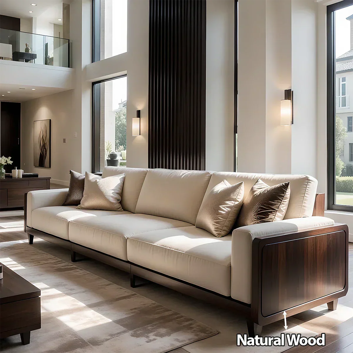 Solid Wood Sofa – Modern Minimalist Elegance - Rustirawood