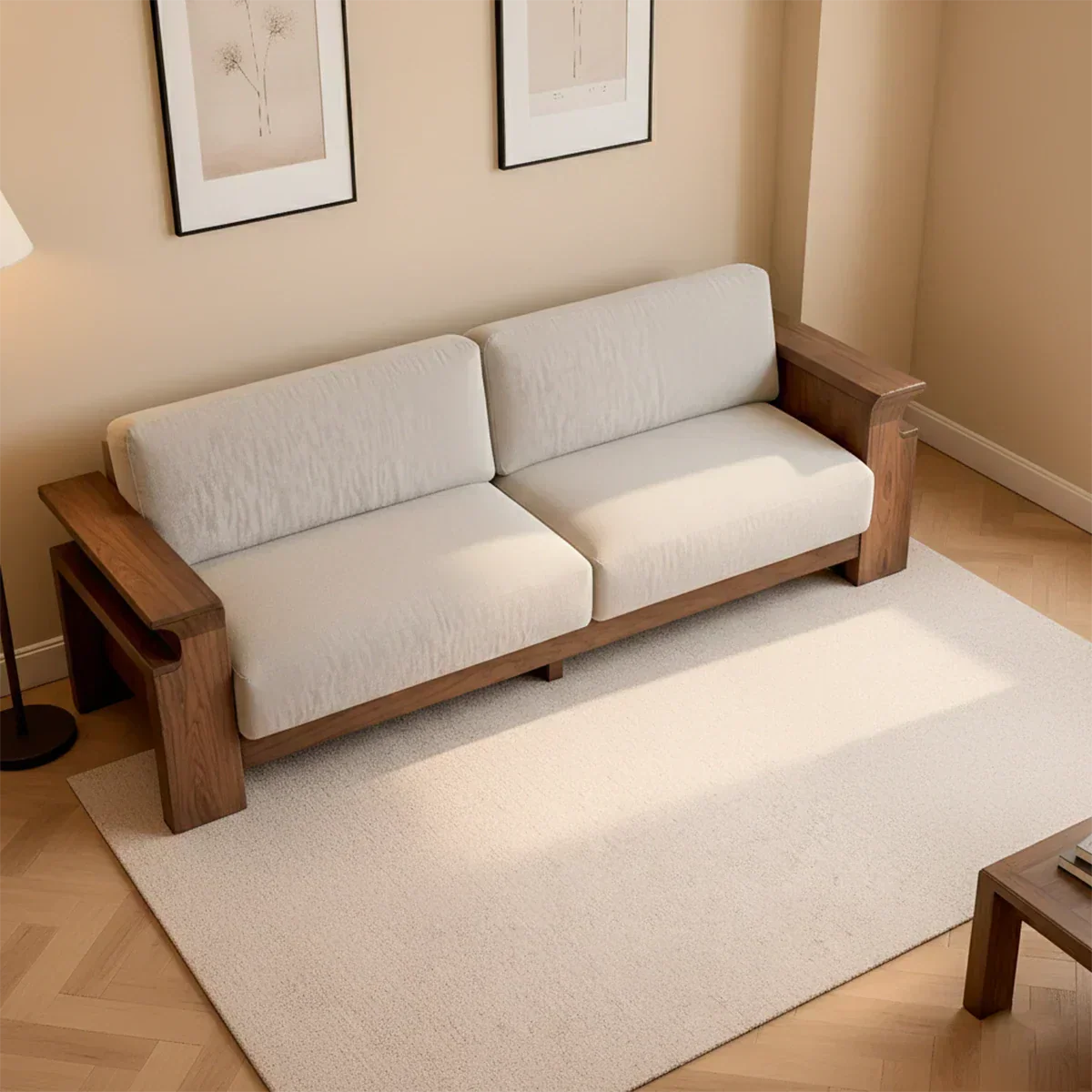 Solid Wood Sofa – Scandinavian Minimalist Serenity - Rustirawood