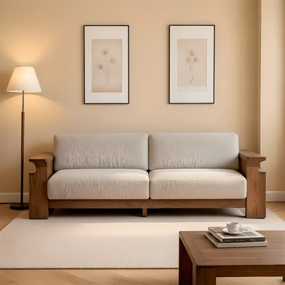 Solid Wood Sofa – Scandinavian Minimalist Serenity - Rustirawood