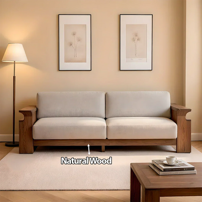 Solid Wood Sofa – Scandinavian Minimalist Serenity - Rustirawood