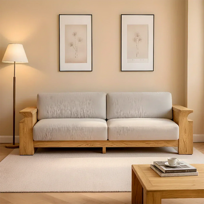 Solid Wood Sofa – Scandinavian Minimalist Serenity - Rustirawood