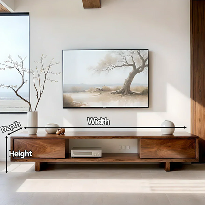 Solid Wood TV Stand – Minimalist Linear Console - Rustirawood