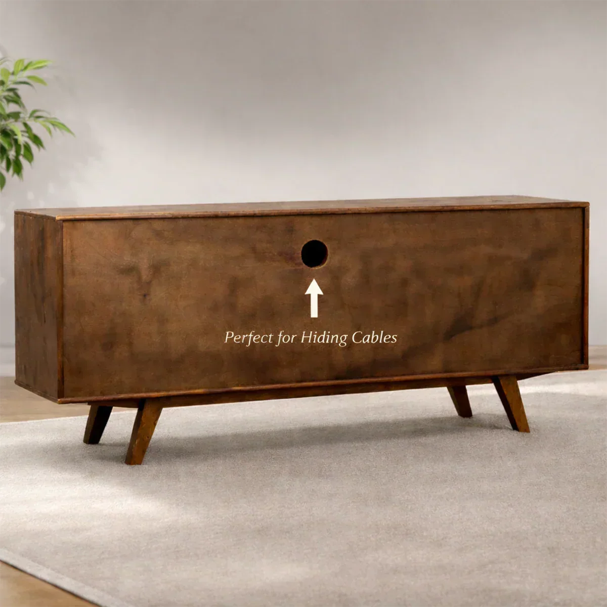 Solid Wood TV Stand – Modern Architectural Block Design - Rustirawood