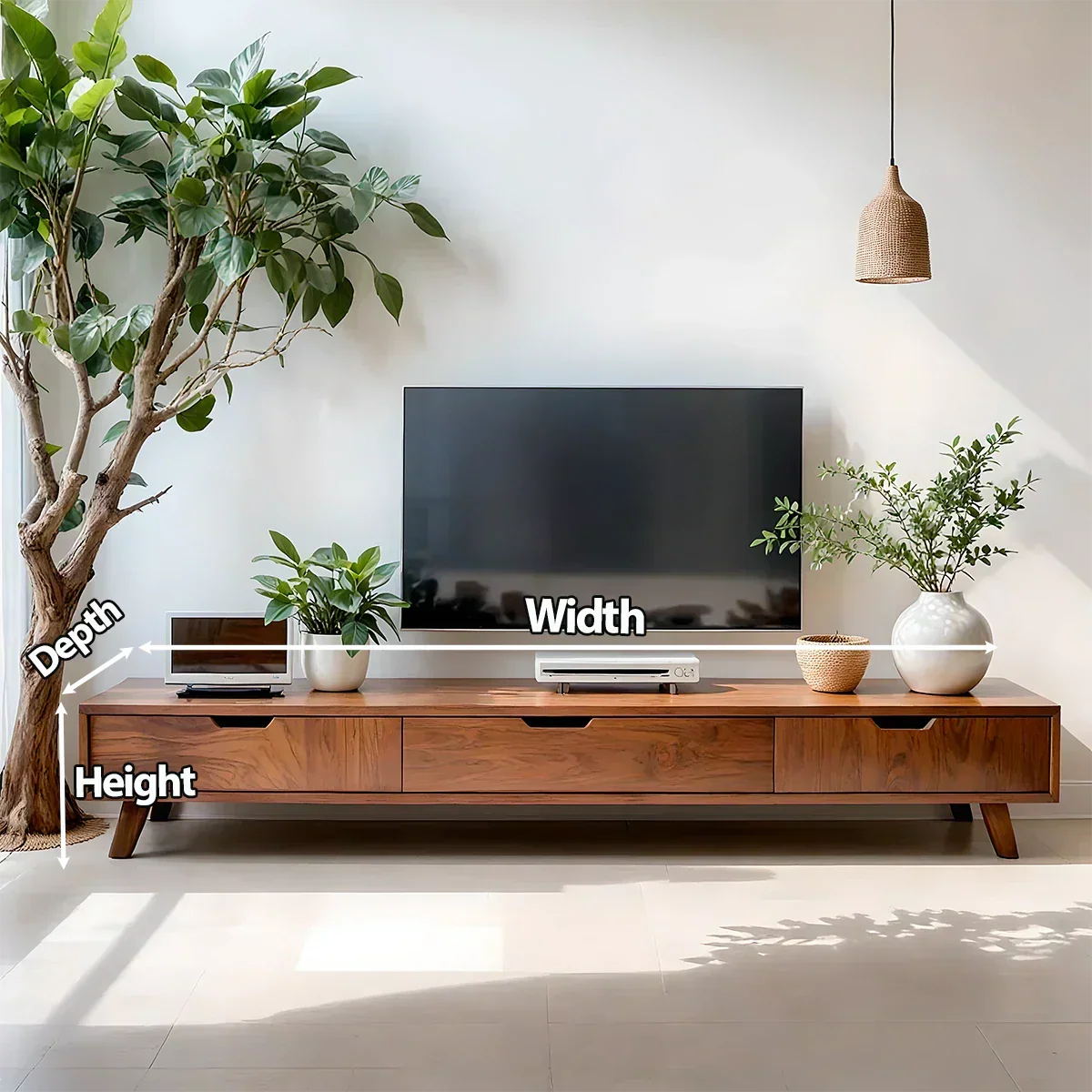 Solid Wood TV Stand – Modern Minimalist Architectural Design - Rustirawood