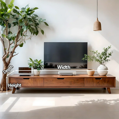 Solid Wood TV Stand – Modern Minimalist Architectural Design - Rustirawood