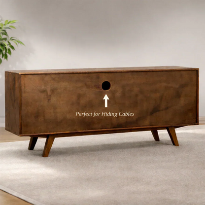 Solid Wood TV Stand – Scandinavian Minimalist Linear Design - Rustirawood