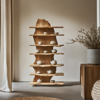 Rustic Solid Wood Standing Shelf For Entryway Design Ideas