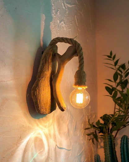Rustic Wall Light Featuring Driftwood For Living Room