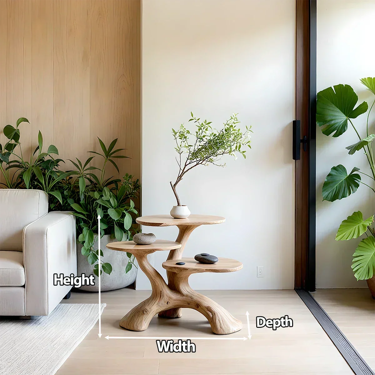 Three-Tier Organic Shape Natural Solid Wood Table - Rustirawood