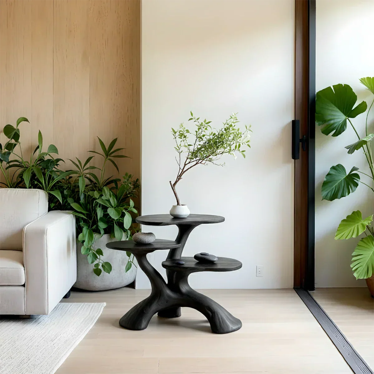 Three-Tier Organic Shape Natural Solid Wood Table - Rustirawood