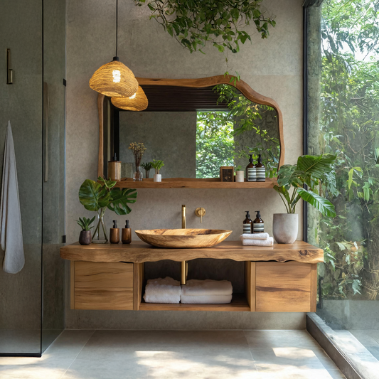 Natural Wood Floating Vanity For Bathroom Upgrade