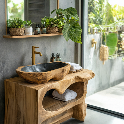 Solid Wood Sink Farmhouse Look For Bathroom Vanity Decor