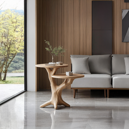 Mid Century Round End Table Living Room Accent