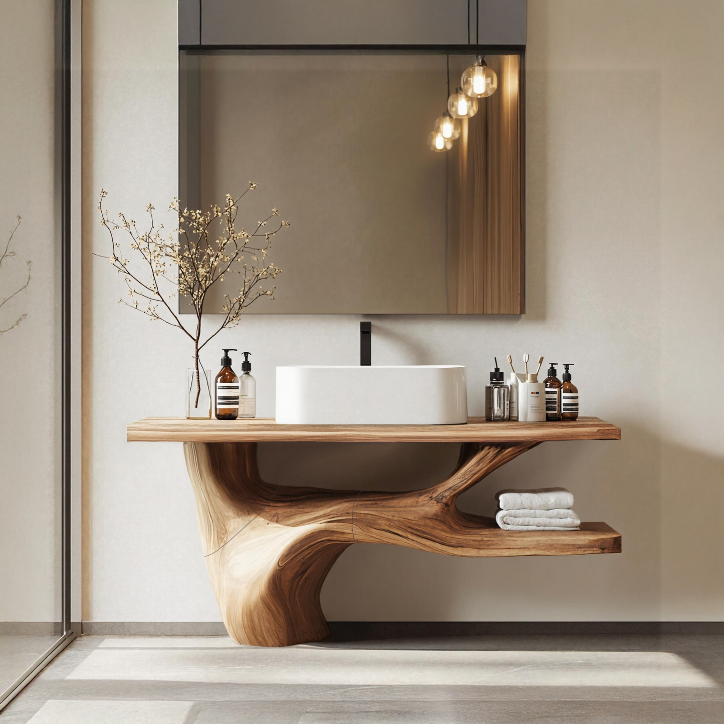 Handcrafted Solid Wood Vanity For Natural Interiors