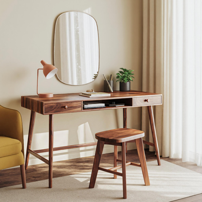 Mid Century Desk With Drawer For Home Office And Workspace