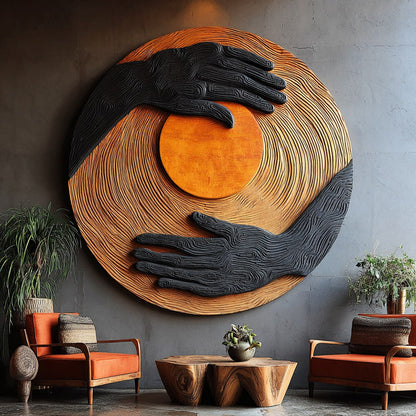 Mid Century Solid Wood 3D Sculpture For Living Room Wall Decor