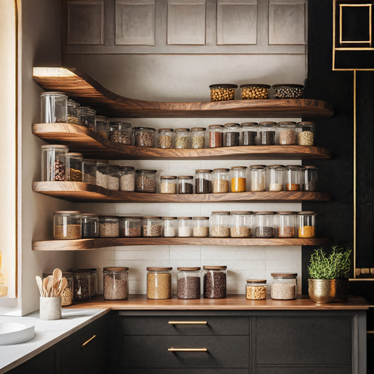 Rustic Style Kitchen Cabinet With Handmade Spice Storage
