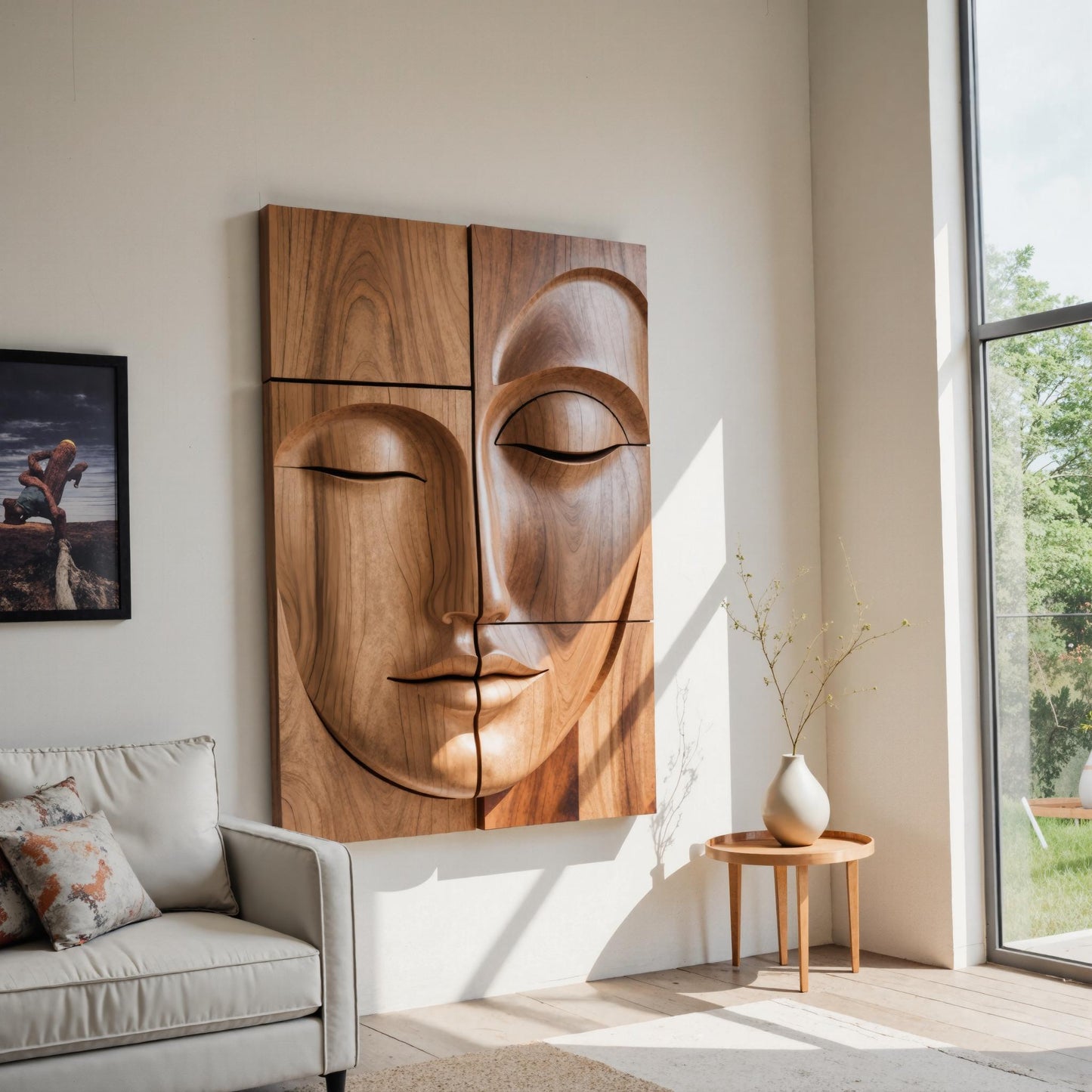 Modern Buddha Face Wall Art Living Room Entryway