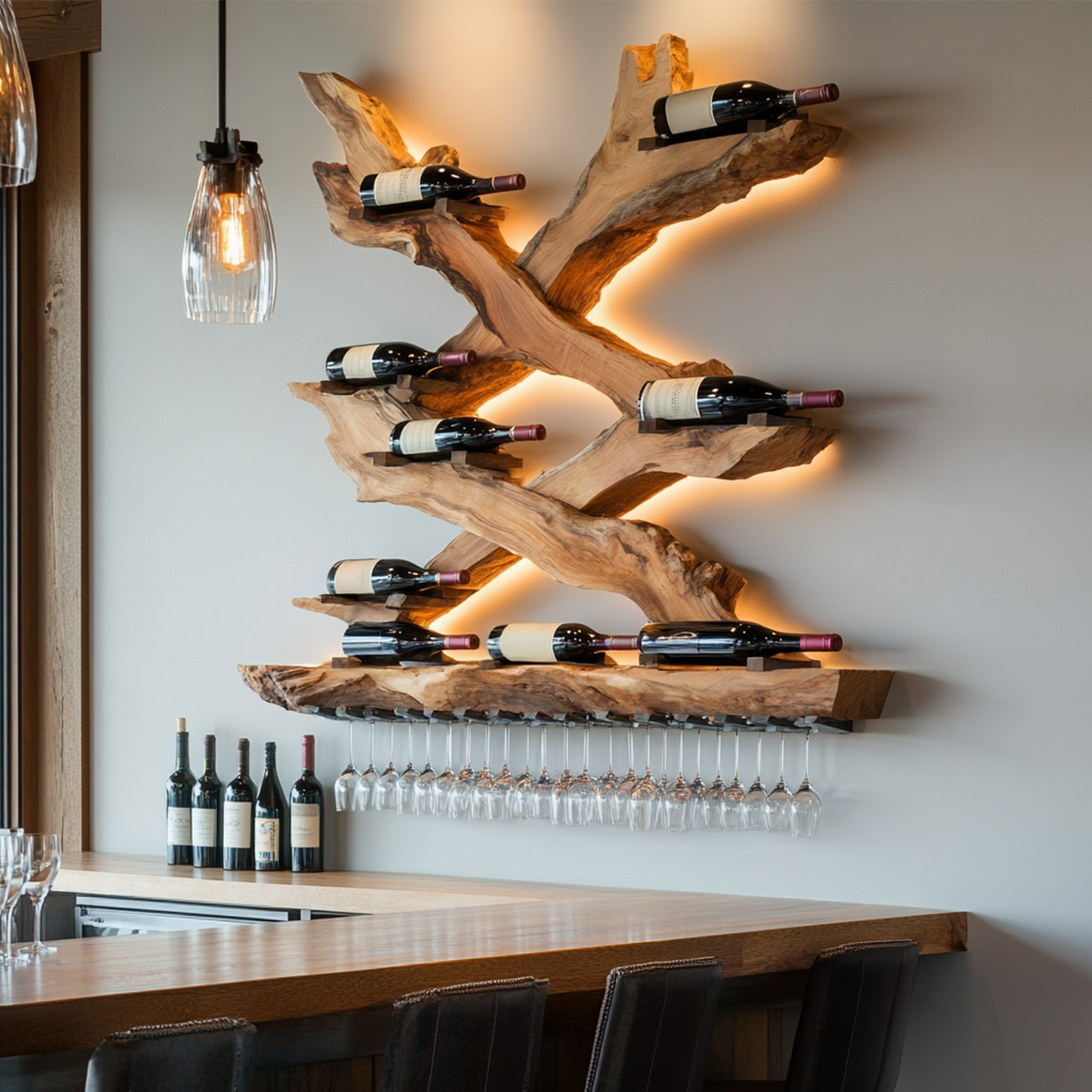 Mid Century Wine Rack For Living Room Bottle Display