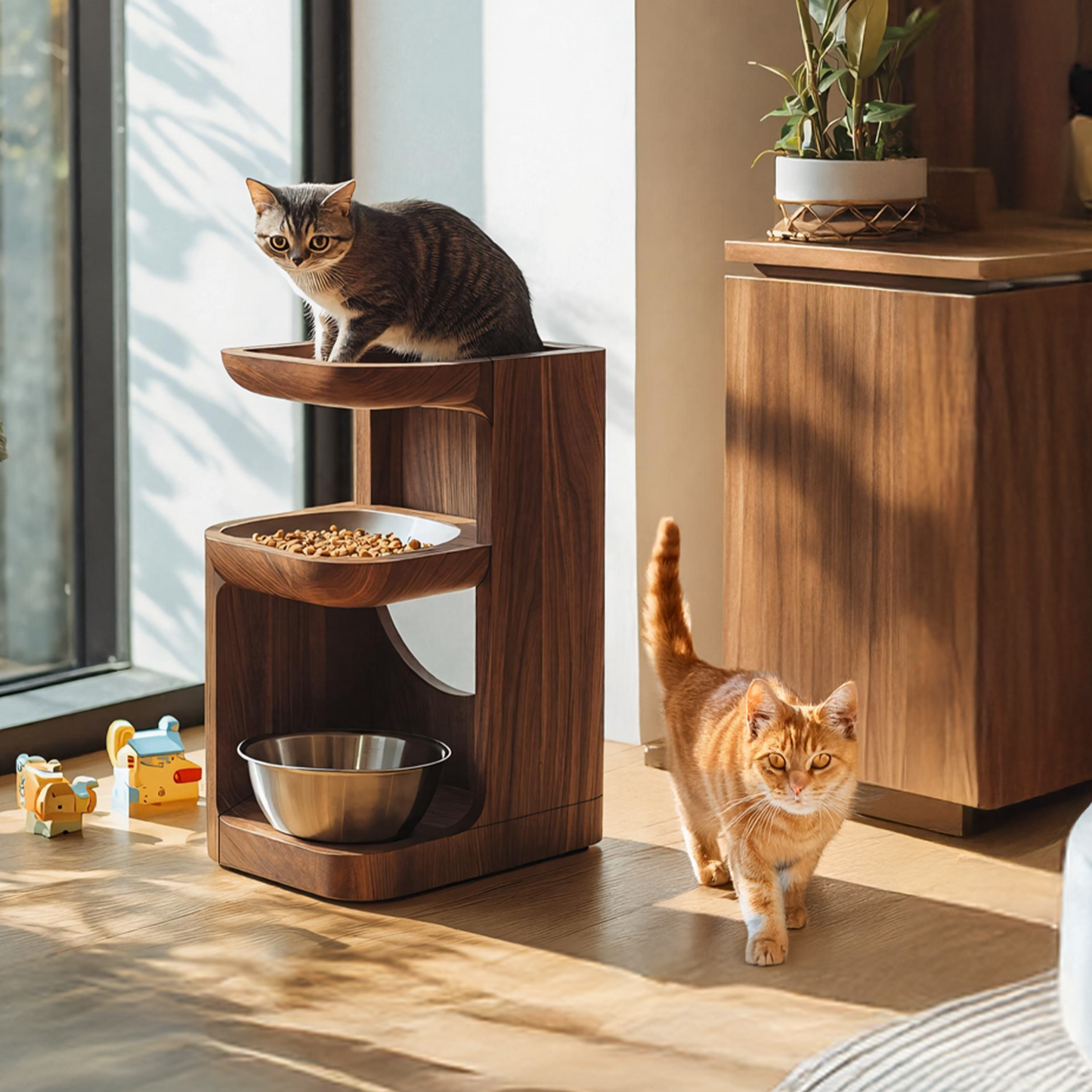 Farmhouse Wooden Dog Bowl Holder For Pet Feeding