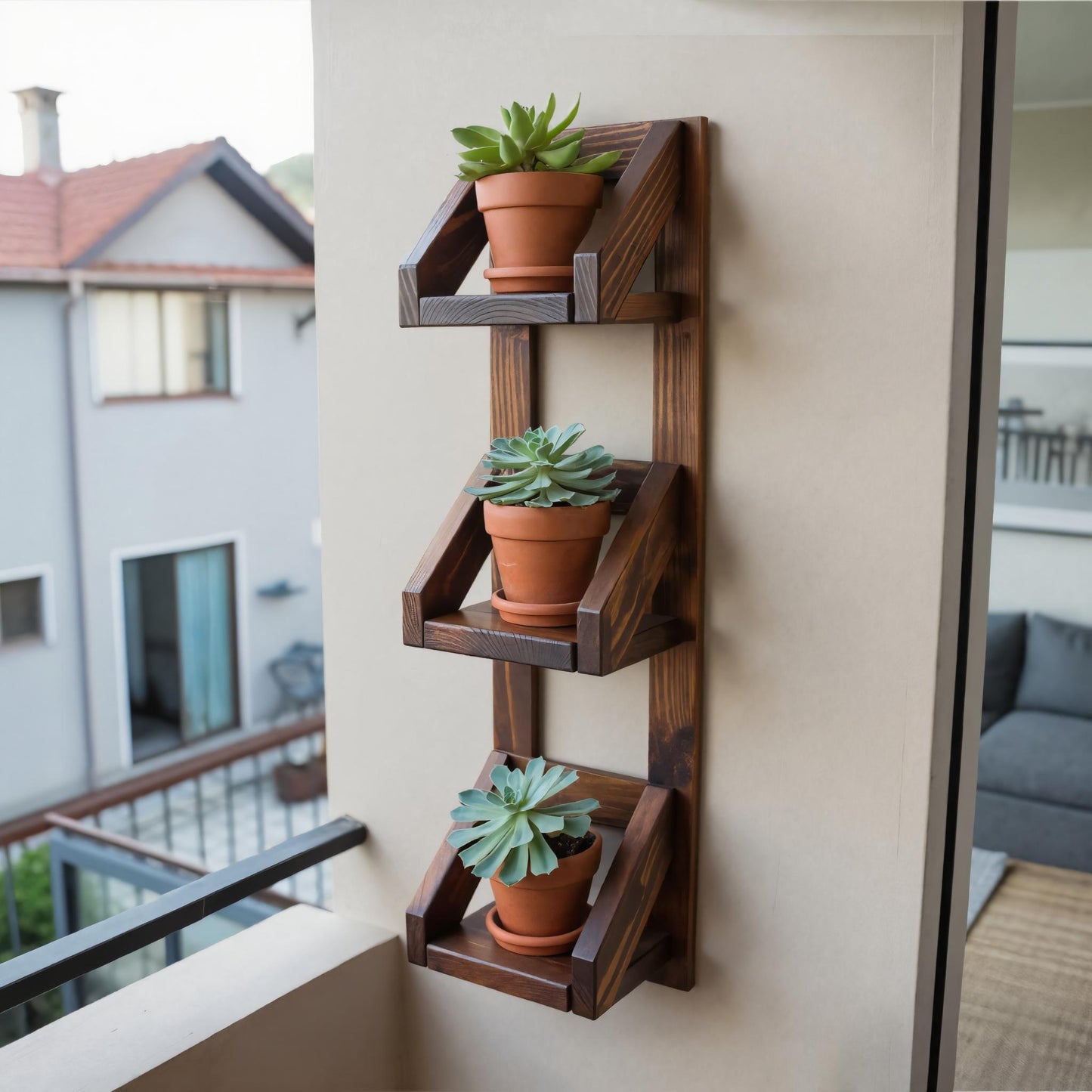 Rustic Wall Mounted Plant Shelf Hanging Planter For Balcony And Patio