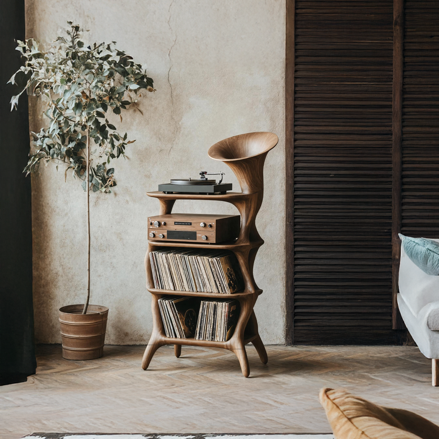 Mid Century Vinyl Cabinet For Livingroom Display