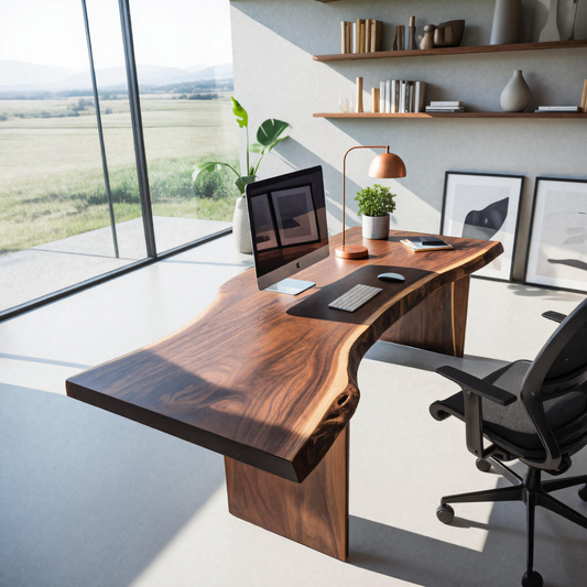 Modern Organic Curved Office Desk For Executive Or Creative Workspace