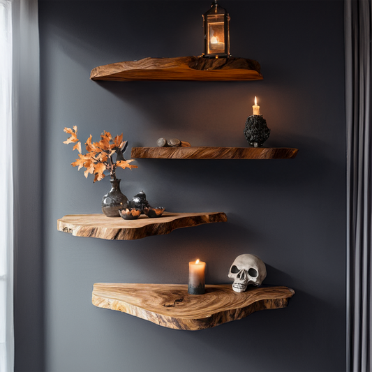 Farmhouse Wooden Floating Shelf For Furniture Decor Country Halloween Style