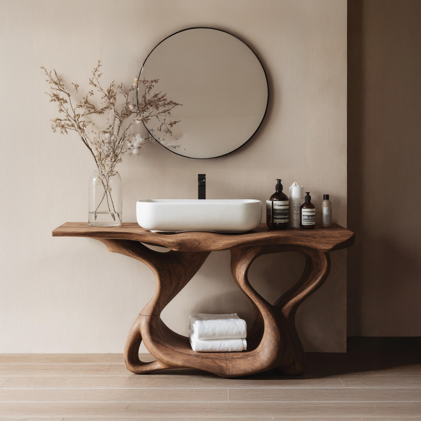 Rustic Solid Wood Vanity For Bathroom Furniture Decor