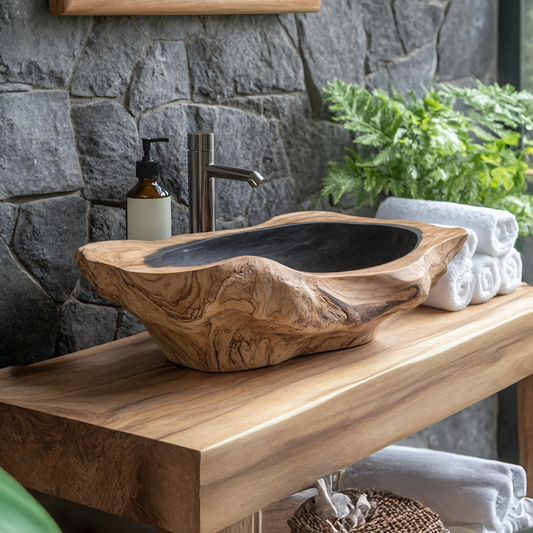 Handcrafted Solid Wood Sink For Bathroom Design Upgrade