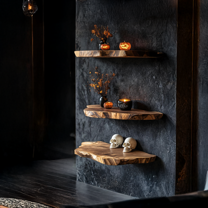 Handcrafted Solid Floating Shelf For Bedroom Unique Halloween Accent