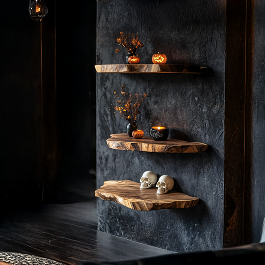 Handcrafted Solid Floating Shelf For Bedroom Unique Halloween Accent