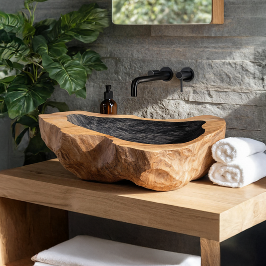 Farmhouse Handcrafted Wood Wash Basin For Bathroom Vanity