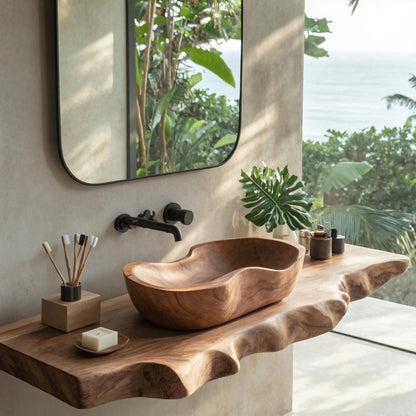 Farmhouse Wood Wash Basin Natural Style For Bathroom