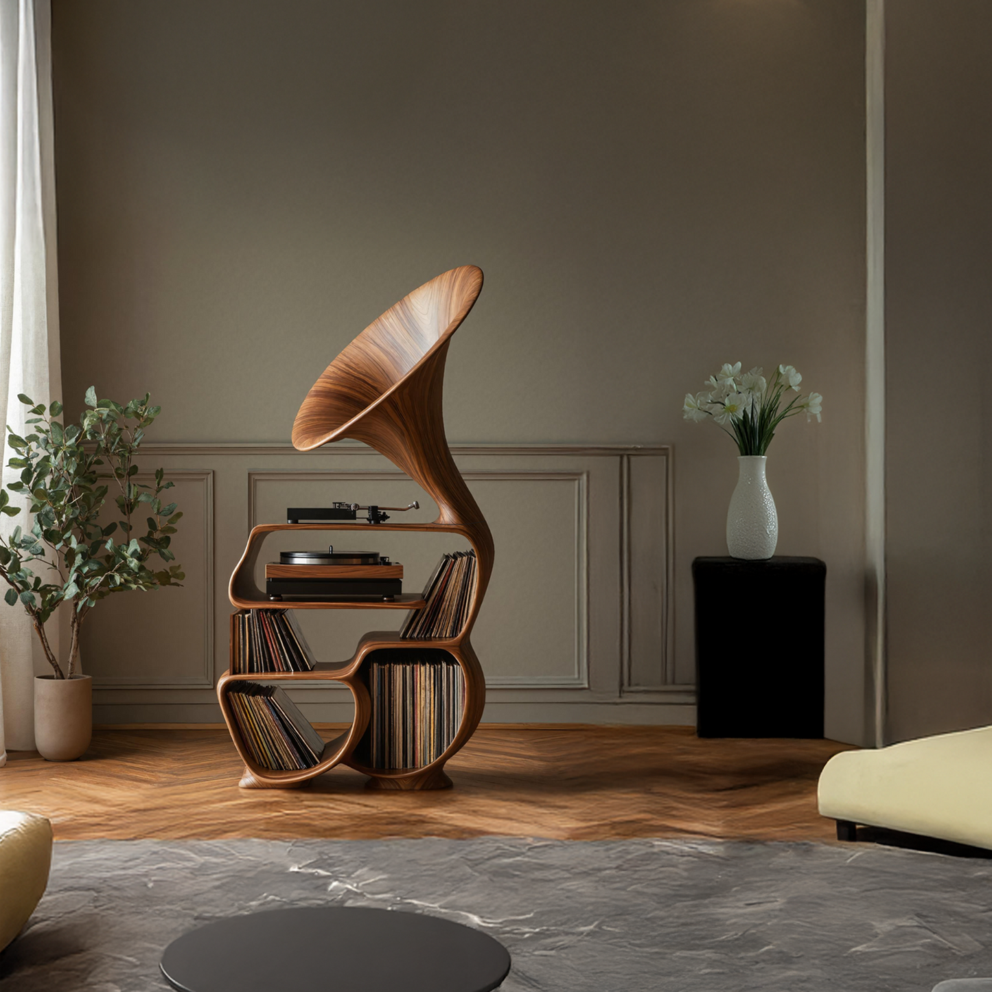 Mid Century Record Player Stand For Bedroom Decor