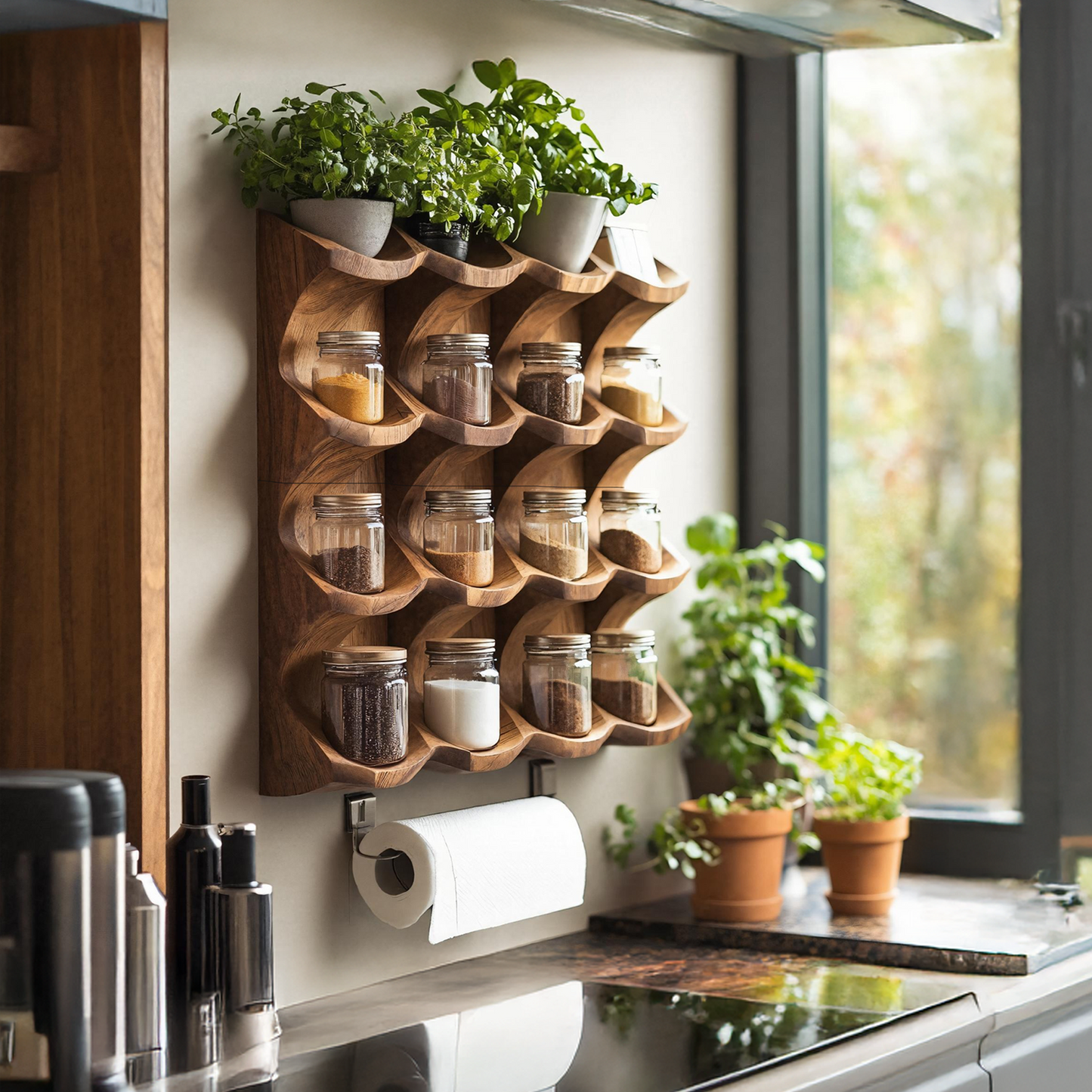 Wooden Kitchen Cabinet Organizer Rustic Style Decor