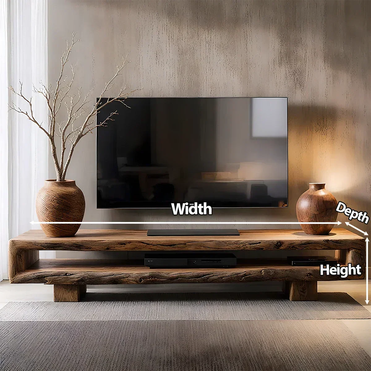 Wabi Sabi Solid Wood TV Stand – Rustic Driftwood Media Console - Rustirawood