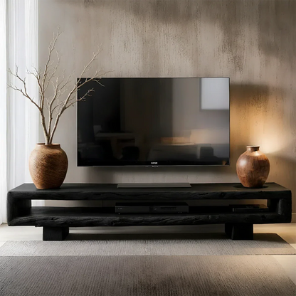 Wabi Sabi Solid Wood TV Stand – Rustic Driftwood Media Console - Rustirawood