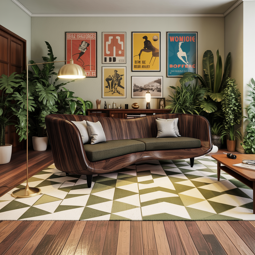 Curved Wooden Sofa For Modern Organic Living Room