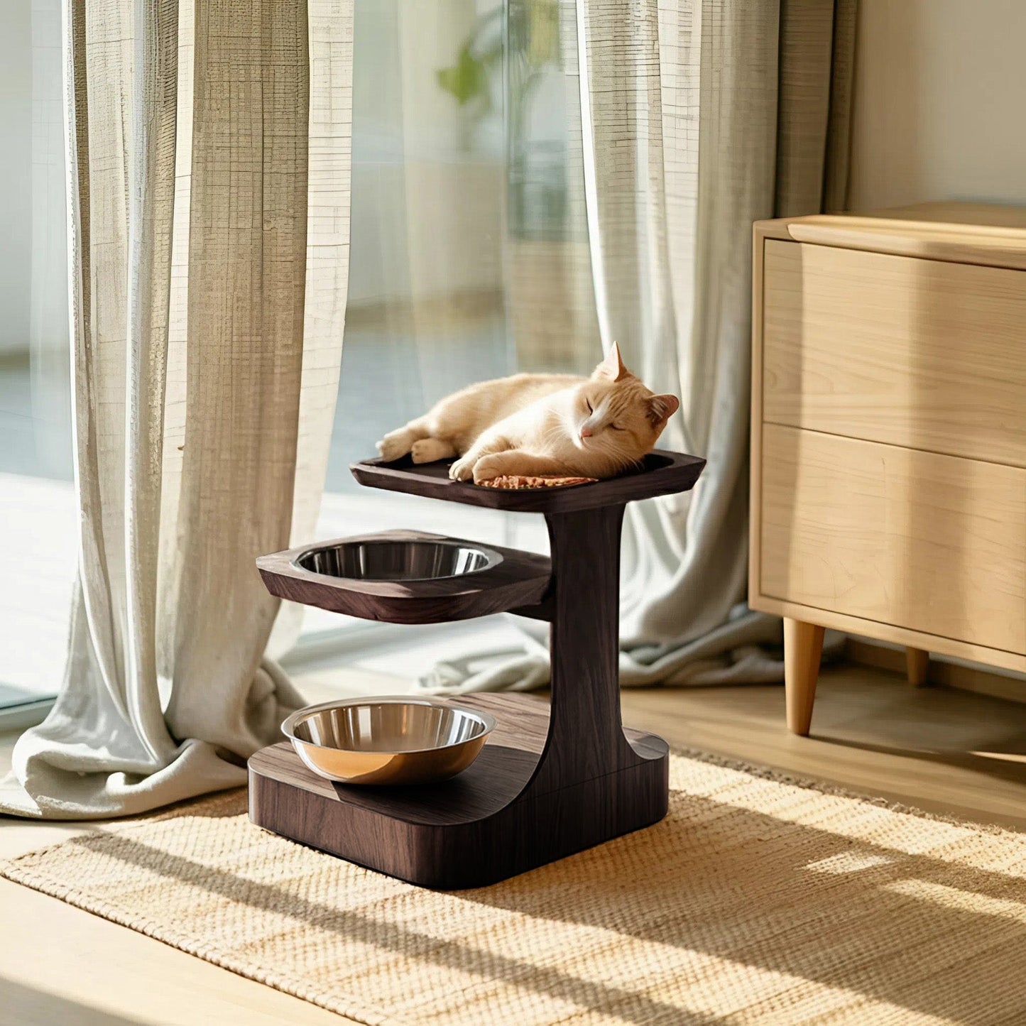 Farmhouse Feeding Stand For Dog Food Bowl Storage