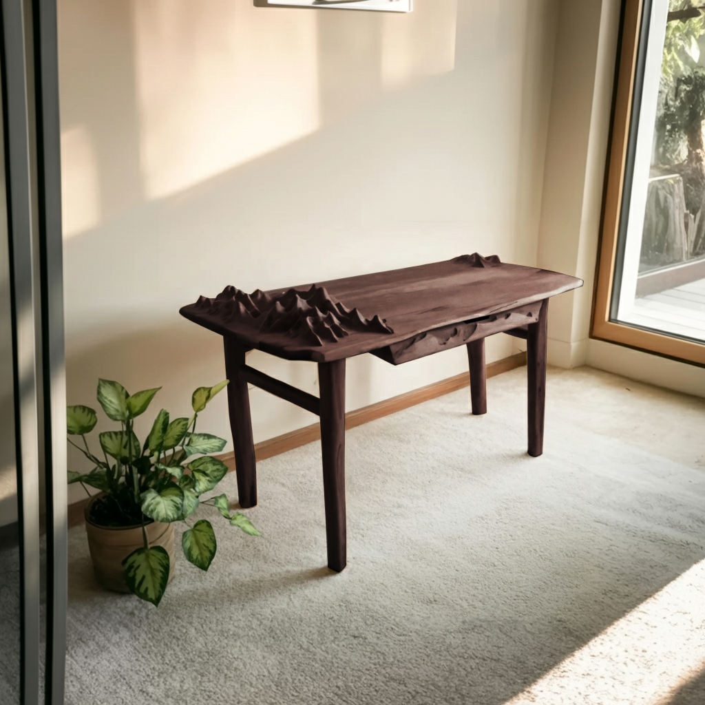 Mountain Carving Desk With 3D Detail For Studio Office And Reading Corner