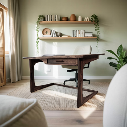 Mid Century Modern Desk With Drawer For Home Office And Workspace