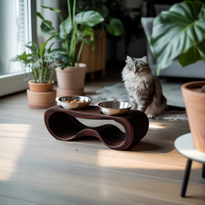 Rustic Wooden Dog Feeding Station For Kitchen Decor