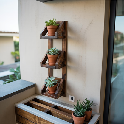 Rustic Wall Mounted Plant Shelf Hanging Planter For Balcony And Patio