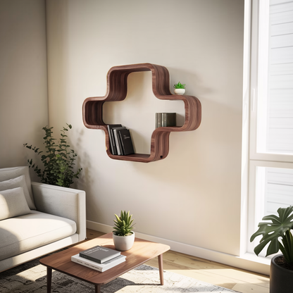 Modern Geometric Wall Mounted Bookshelf For Living Room And Office