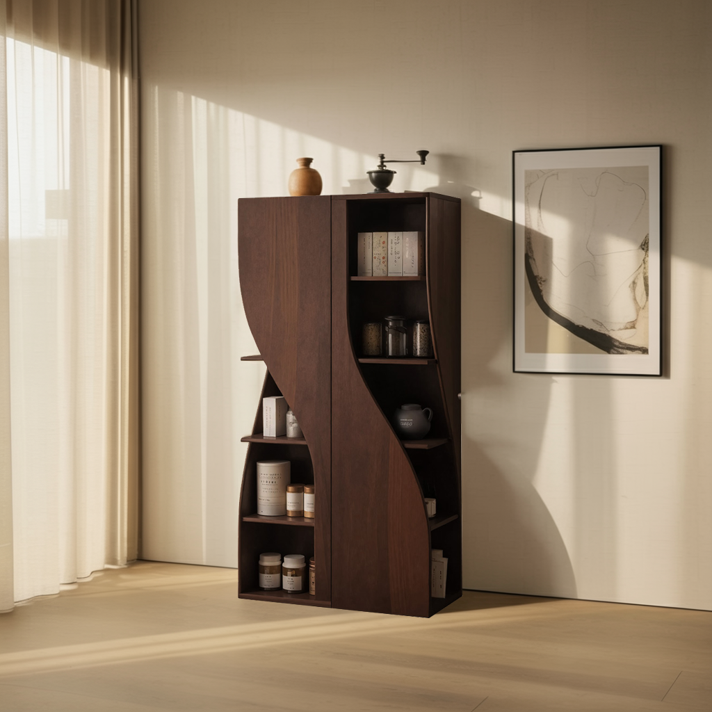 Modern Curved Cabinet Sculptural Doors Kitchen And Living Room