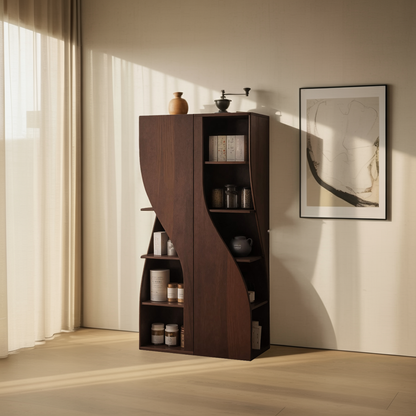 Modern Curved Cabinet Sculptural Doors Kitchen And Living Room