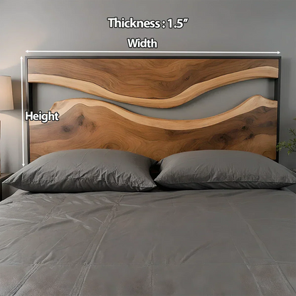Wave Contour Solid Wood Headboard – Modern Flow Design - Rustirawood