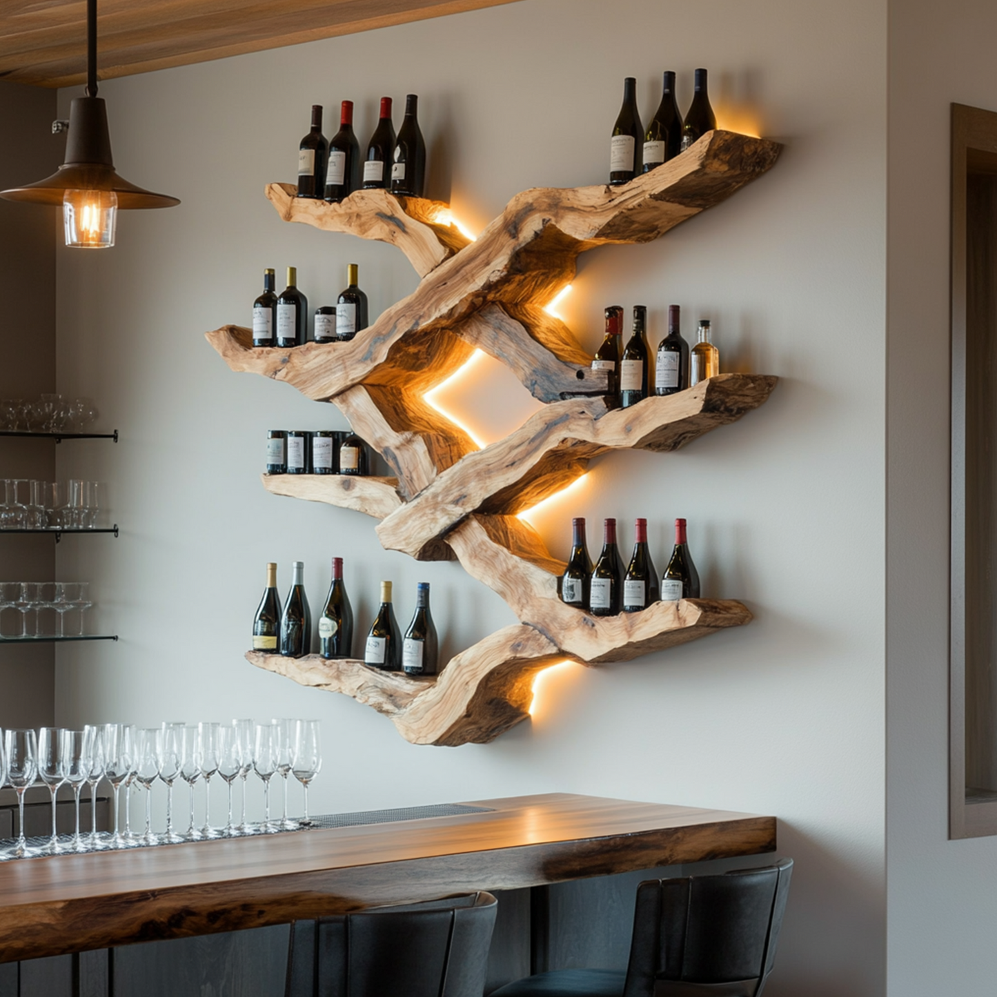 Farmhouse Wine Rack For Kitchen Wine Bottle Shelf