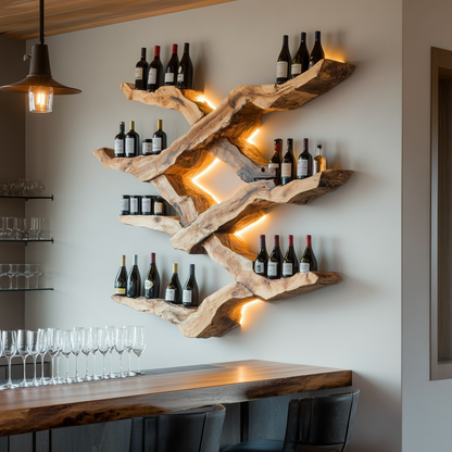 Farmhouse Wine Rack For Kitchen Wine Bottle Shelf
